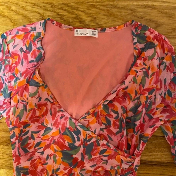 NWT 89th & Madison Pink Floral V-neck Maxi Dress - Picture 6 of 10